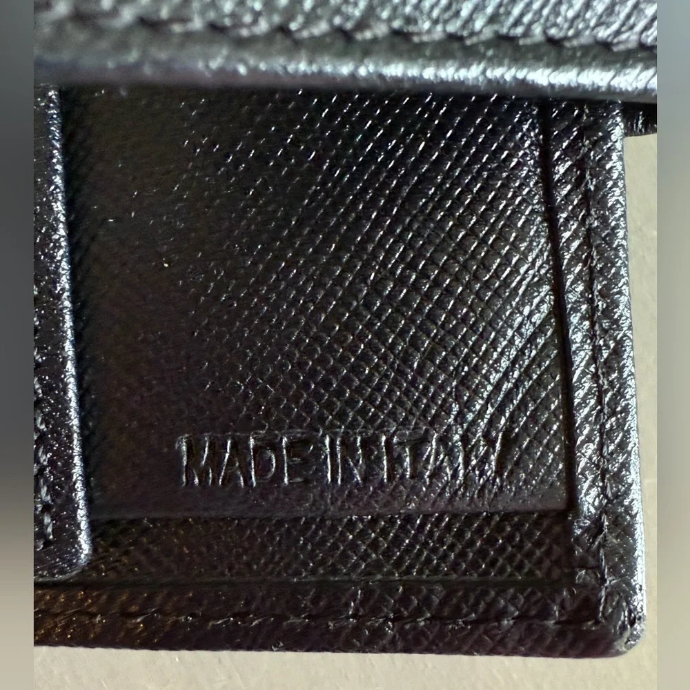 Prada authentic Tessuto Black Leather Card Holder wallet new in box
